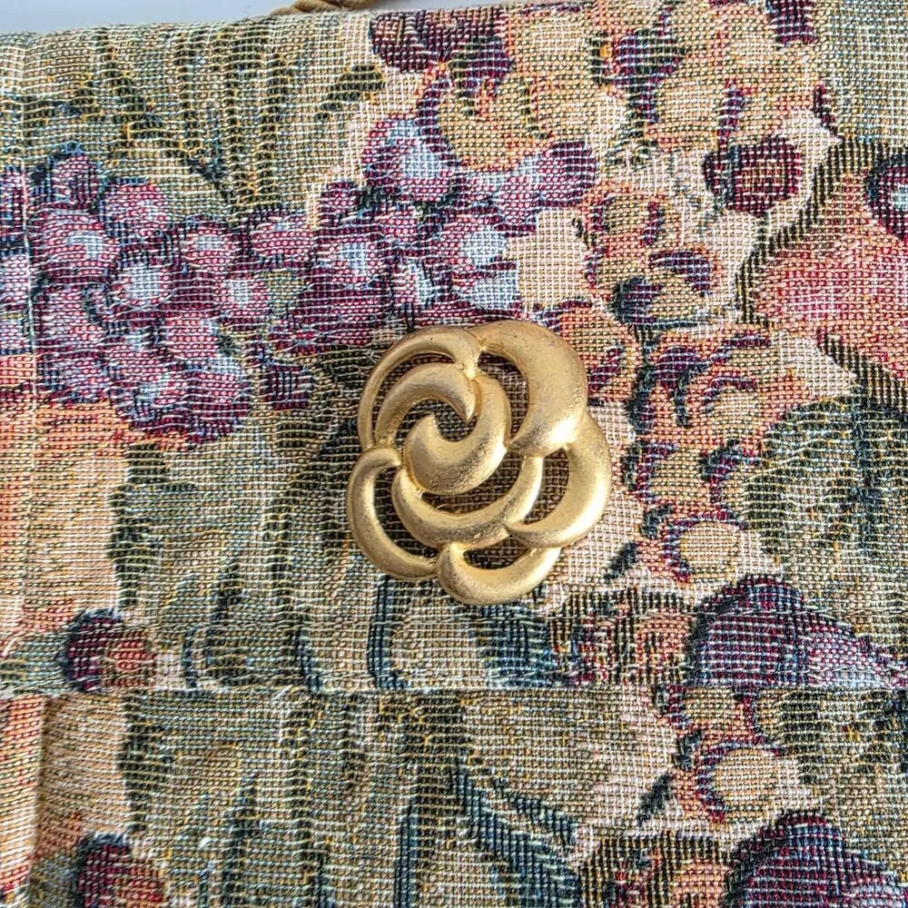 Vintage Tapestry Floral Crossbody Purse Rope Strap